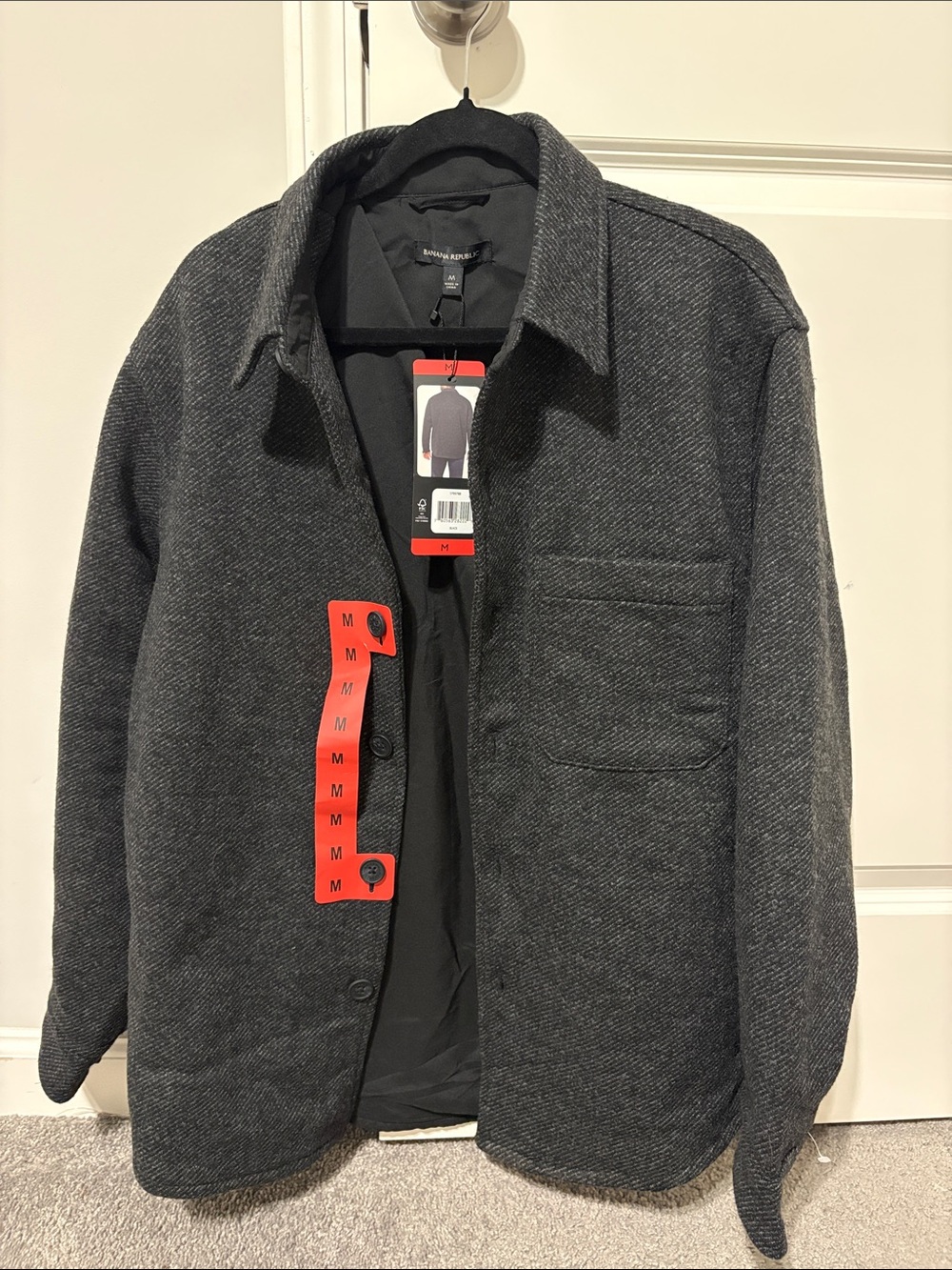 Banana Republic Men's Lined Shirt Jacket Black Medium M Button Front Cozy NWT